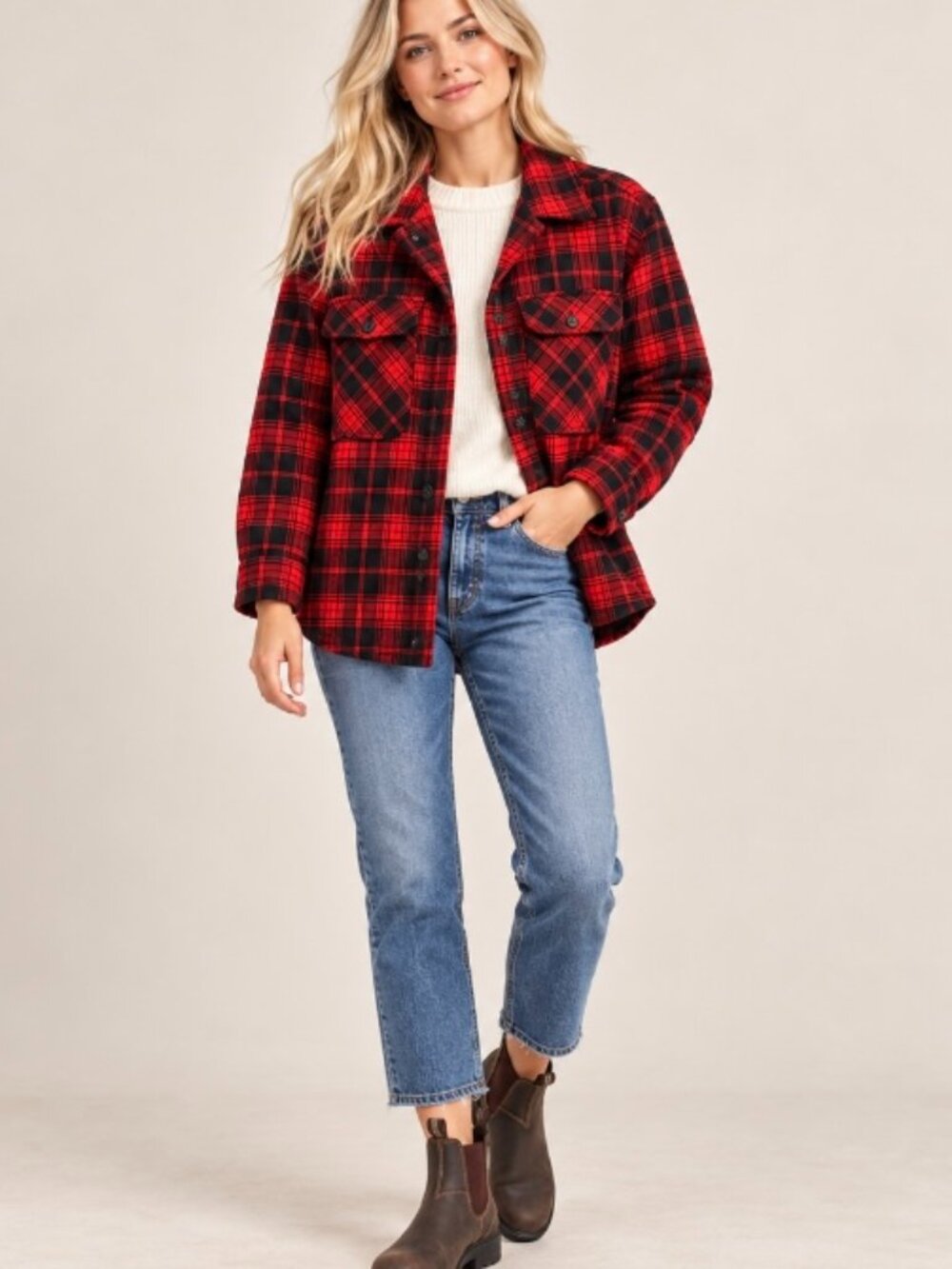 Ashley By 26  women's black/red plaid oversized jacket size M NWT utility